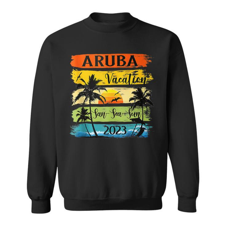 Retro Aruba Family Vacation 2023 Sunset Beach Summer Trip  Sweatshirt