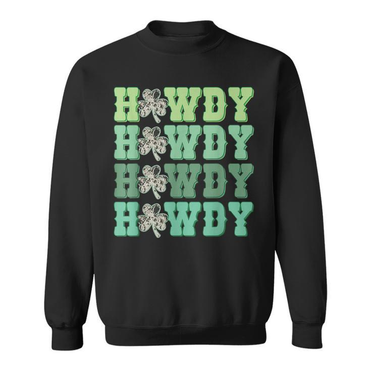 Retro Cowhide Western Howdy St Patricks Day Irish Shamrock  Sweatshirt