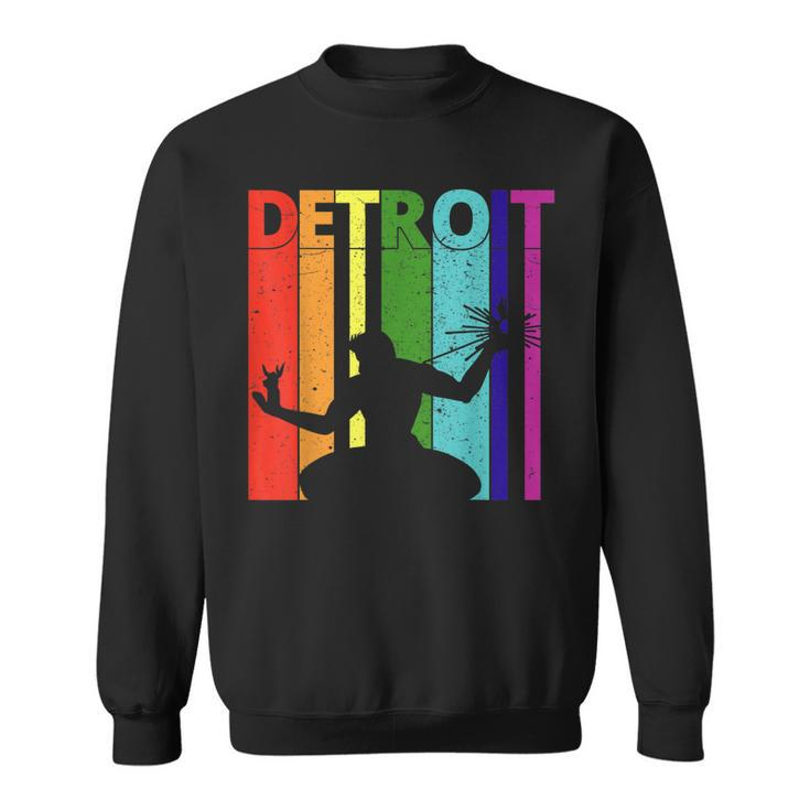 Retro Detroit Lgbtq T  | Detroit Skyline Motown Pride  Men Women Sweatshirt Graphic Print Unisex