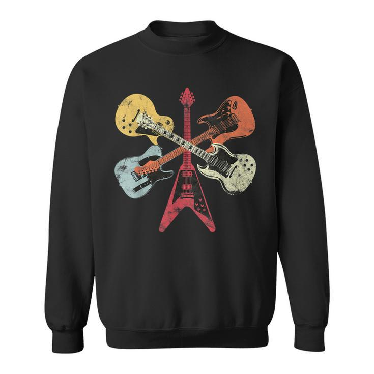 Retro Distressed Guitar Collection Rock Music Fan Guitarist  Sweatshirt