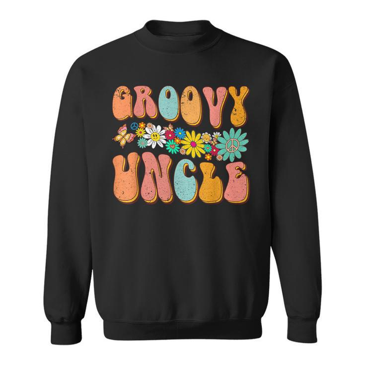 Retro Groovy Birthday Family Matching Cute Groovy Uncle  Sweatshirt