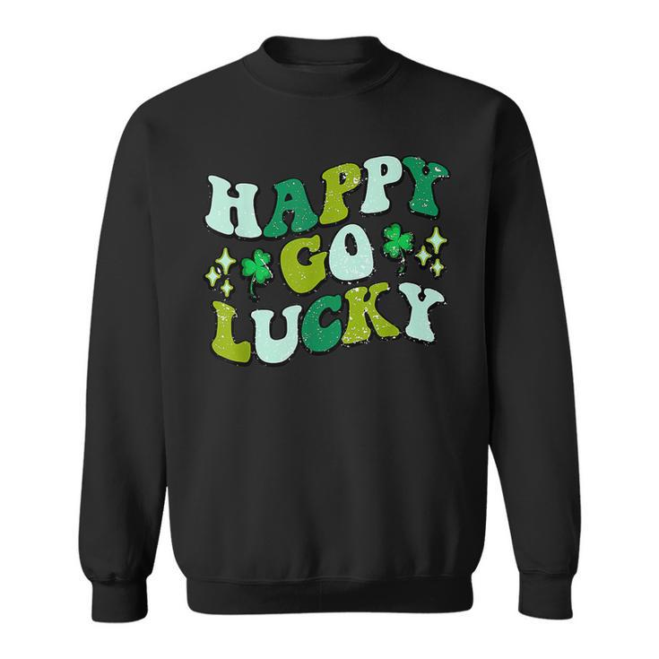 Retro Groovy Happy St Patricks Day Shamrock Lucky  Sweatshirt