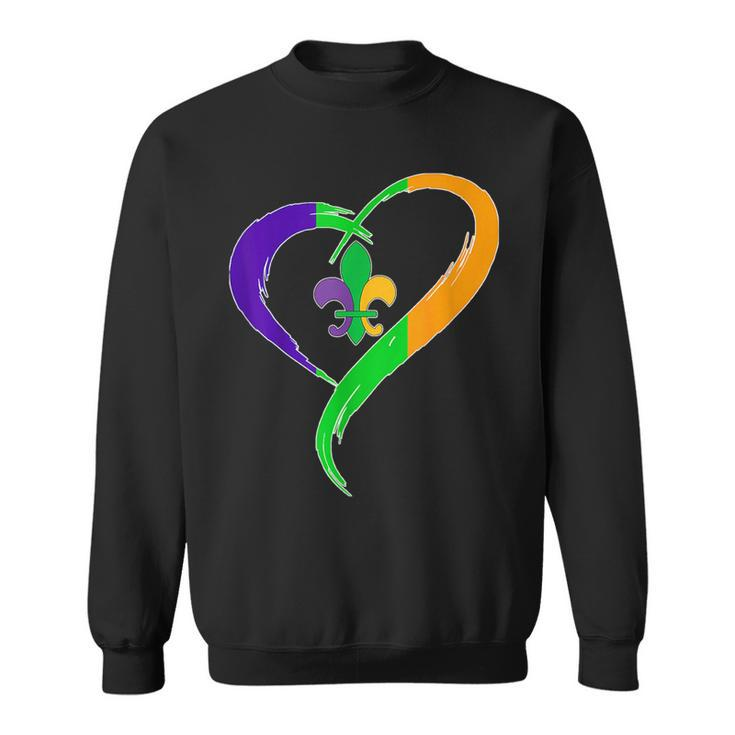 Retro Mardi Gras Heart Mardi Gras  Sweatshirt