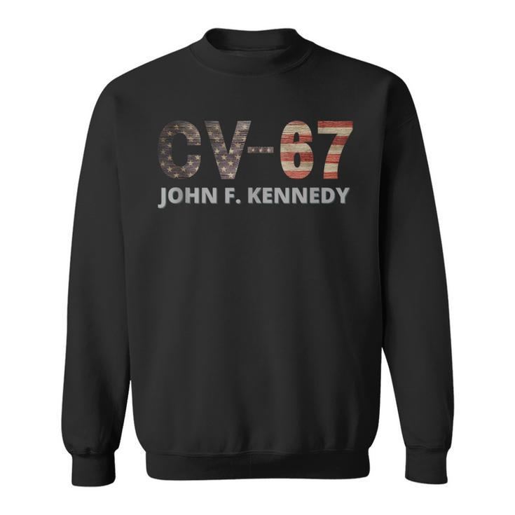 Retro Navy Aircraft Carrier Uss John F Kennedy Cv-67  Sweatshirt