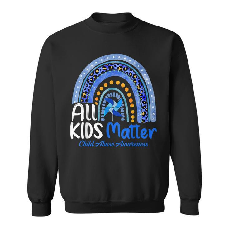 Retro Rainbow All Kids-Matter Pinwheel Child Abuse Awareness  Sweatshirt