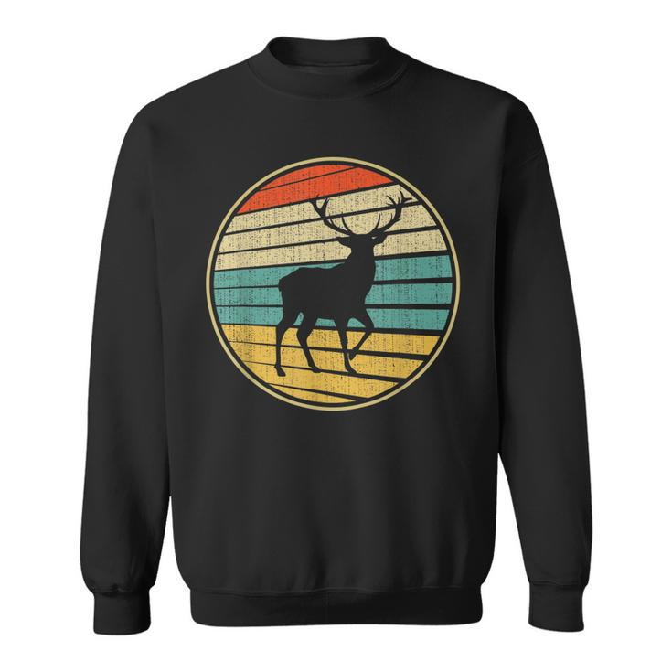 Retro Style Vintage Forest Wildlife Elk Buck Deer 60S 70S  Sweatshirt