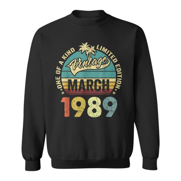Retro Vintage 34Th Birthday Awesome Since March 1989  Sweatshirt