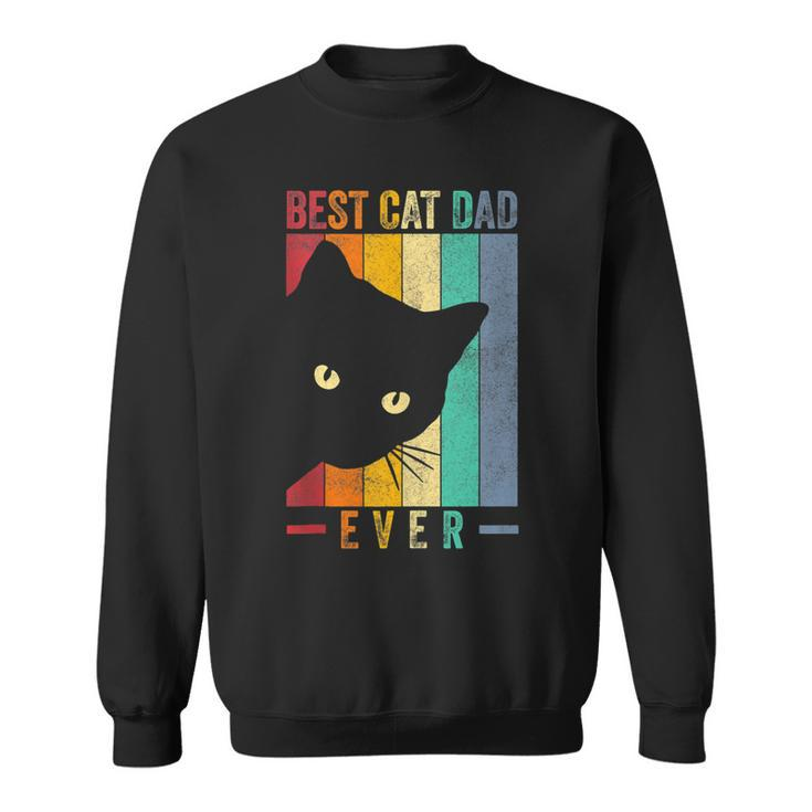 Retro Vintage Best Cat Dad Ever Funny Cat Daddy Fathers Day  Sweatshirt