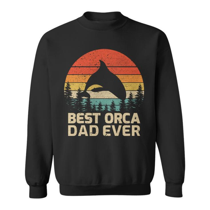 Retro Vintage Best Orca Dad Ever Father’S Day Long Sleeve Sweatshirt