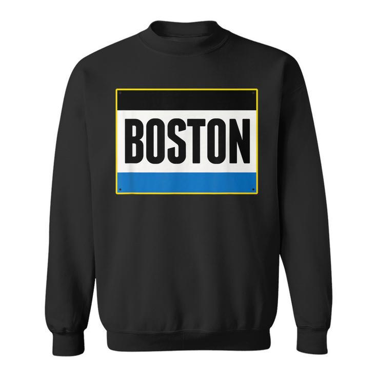 Retro Yellow Boston Massachusetts Ma Running Bib Stencil  Sweatshirt