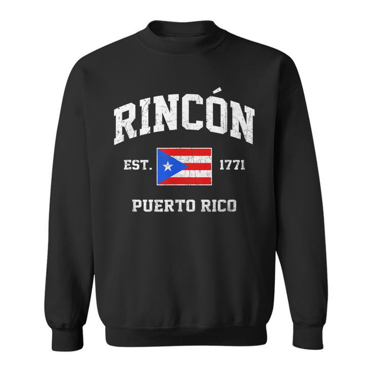 Rincón Puerto Rico Vintage Boricua Flag Athletic Style  Sweatshirt