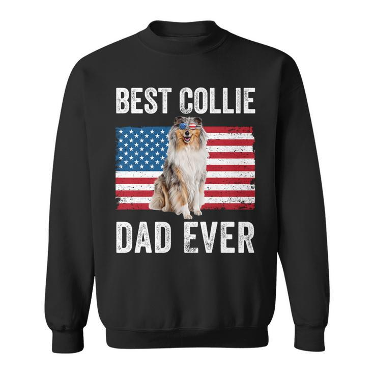Rough Collie Dad American Flag Collie Dog Lover Owner Funny Men Women Sweatshirt Graphic Print Unisex