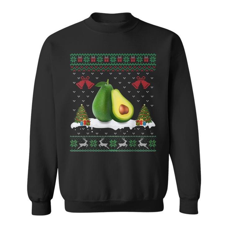 Santa Hat Avocado Fruit Xmas Lighting Ugly Avocado Christmas  Men Women Sweatshirt Graphic Print Unisex