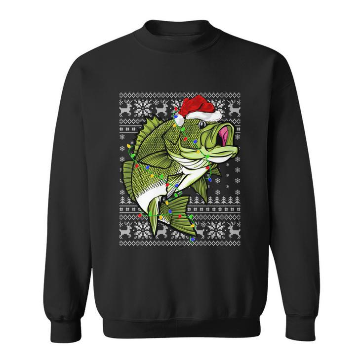 Santa Hat Bass Fish Xmas Lighting Ugly Bass Christmas Funny Gift Sweatshirt