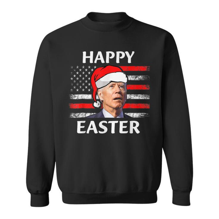 Santa Joe Biden Confused Happy Easter Christmas America Flag  V4 Men Women Sweatshirt Graphic Print Unisex