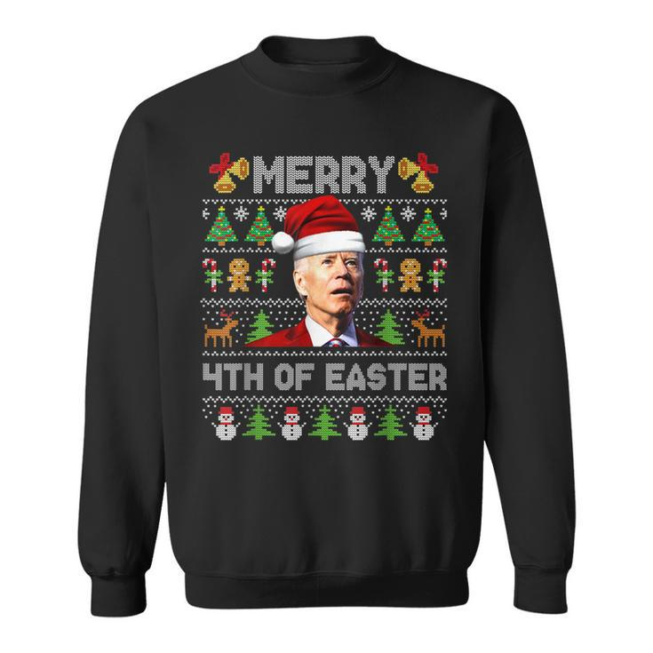 Santa Joe Biden Merry 4Th Of Easter Ugly Christmas Sweater V2 Men Women Sweatshirt Graphic Print Unisex