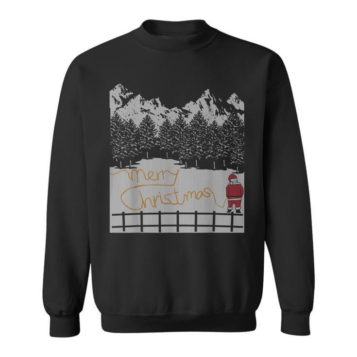 Santa Peeing Merry Christmas T  Men Women Sweatshirt Graphic Print Unisex