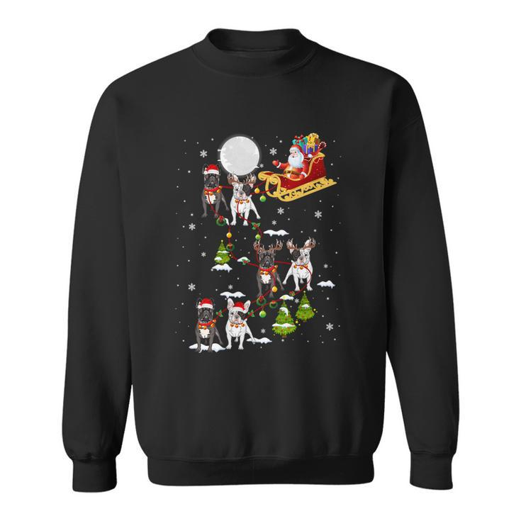 Santa Riding Sleigh French Bulldog Christmas Reindeer Gift Sweatshirt