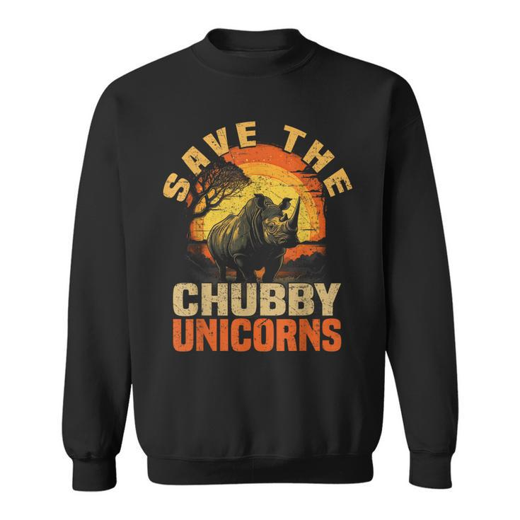 Save The Chubby Unicorns Vintage Funny Rhino Animal Rescue  Sweatshirt