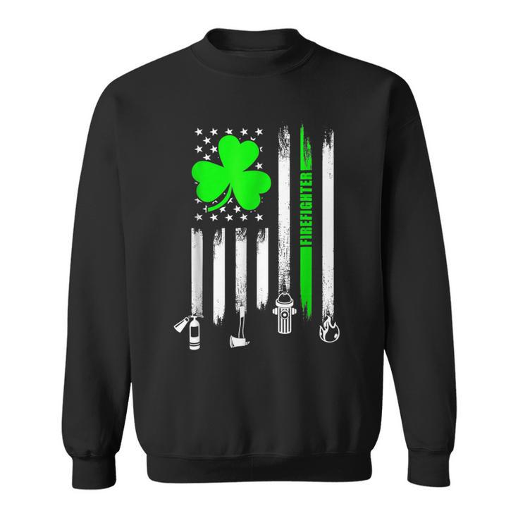 Shamrock Irish American Flag Firefighter St Patricks Day  Sweatshirt