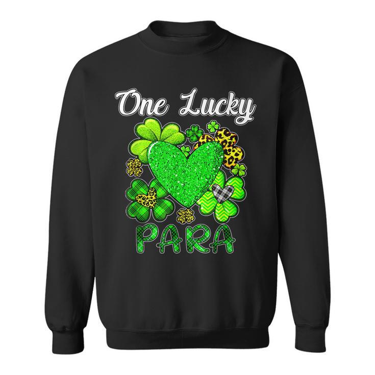 Shamrock Leopard Plaid One Lucky Para St Patricks Day  Sweatshirt