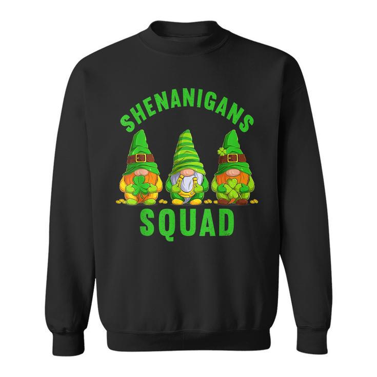 Shenanigans Squad Funny St Patricks Day Gnome Shamrock Irish  Sweatshirt