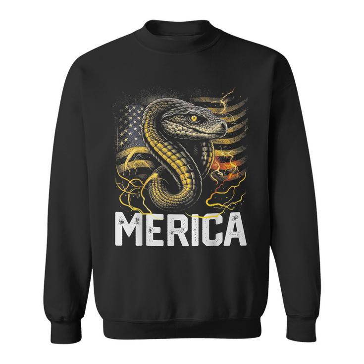 Snake Reptile 4Th Of July American Flag Usa Merica Funny  Sweatshirt