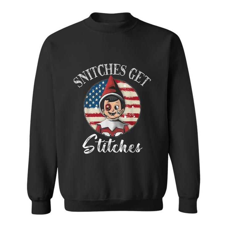 Snitches Get Stitches Elf On A Self Funny Christmas Xmas Holiday V3 Sweatshirt