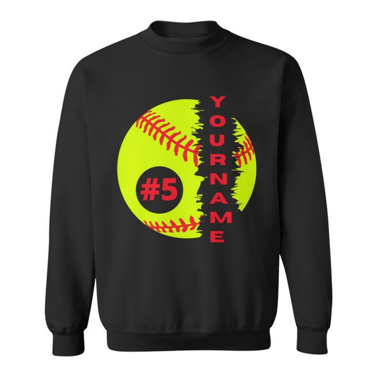 Softball Custom Name And Number Sport Lover Sport Player Personalized Gift Men Women Sweatshirt Graphic Print Unisex