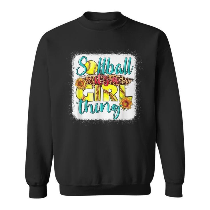 Softball Its A Girl Thing - Leopard Serape Love Softball Sweatshirt