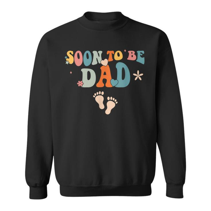 Soon To Be Dad Pregnancy Announcement Retro Groovy Funny  Sweatshirt