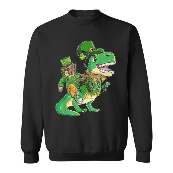 St Patricks Day Irish Pug Dog RidingRex Funny Dog Lover Sweatshirt
