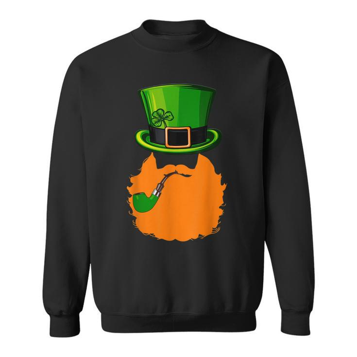 St Patricks Day Leprechaun Face Beard Shamrock Gifts Men  Sweatshirt