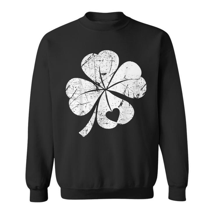 St Patricks Day Lucky Four Leaf Irish Shamrock With Heart  Sweatshirt