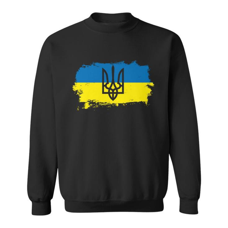 Stand With Ukraine Painted Distressed Ukrainian Flag Symbol Sweatshirt