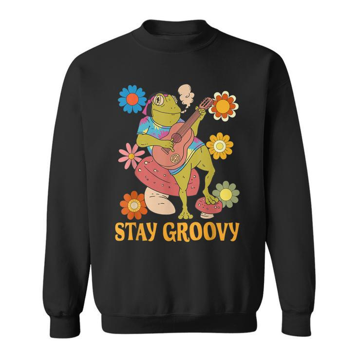 Stay Groovy Frog Hippie  Sweatshirt