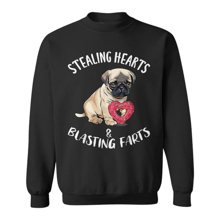 Stealing Hearts Blasting Farts Pug Valentines Day  Sweatshirt