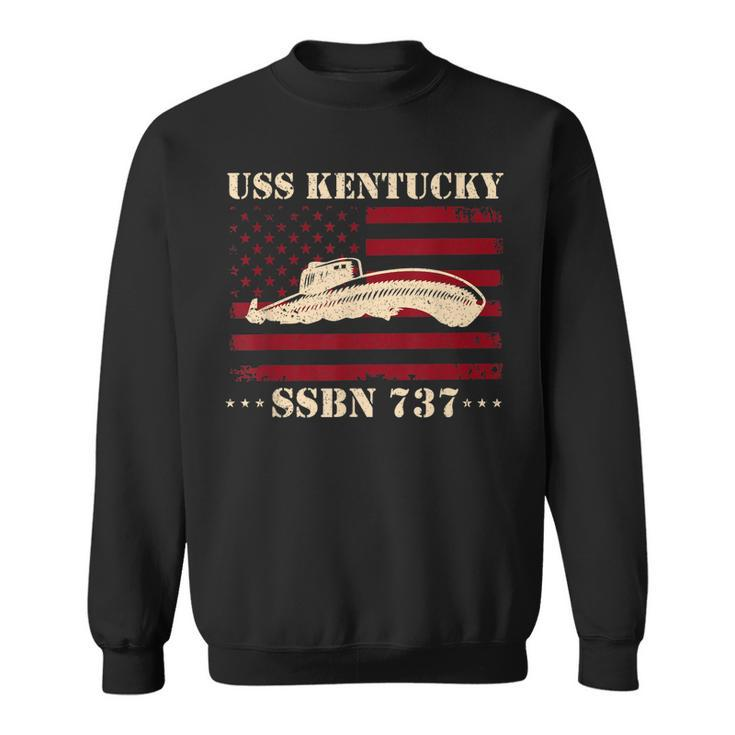 Submarine Uss Kentucky Ssbn737 Veteran Us Flag Submariner  Sweatshirt