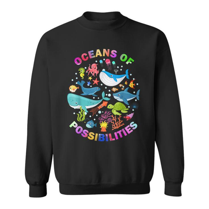 Summer Oceans Of Possibilities Sea Animal Reading Librarian  Sweatshirt