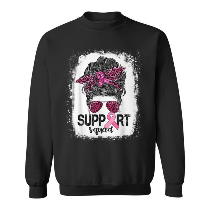 Support Squad Messy Bun Pink Warrior Breast Cancer Awareness  V2 Sweatshirt