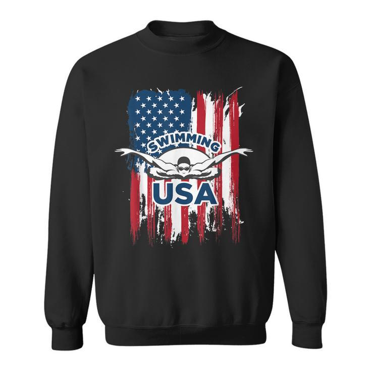 Swimming Usa Support The Team Usa Flag Pool Sweatshirt