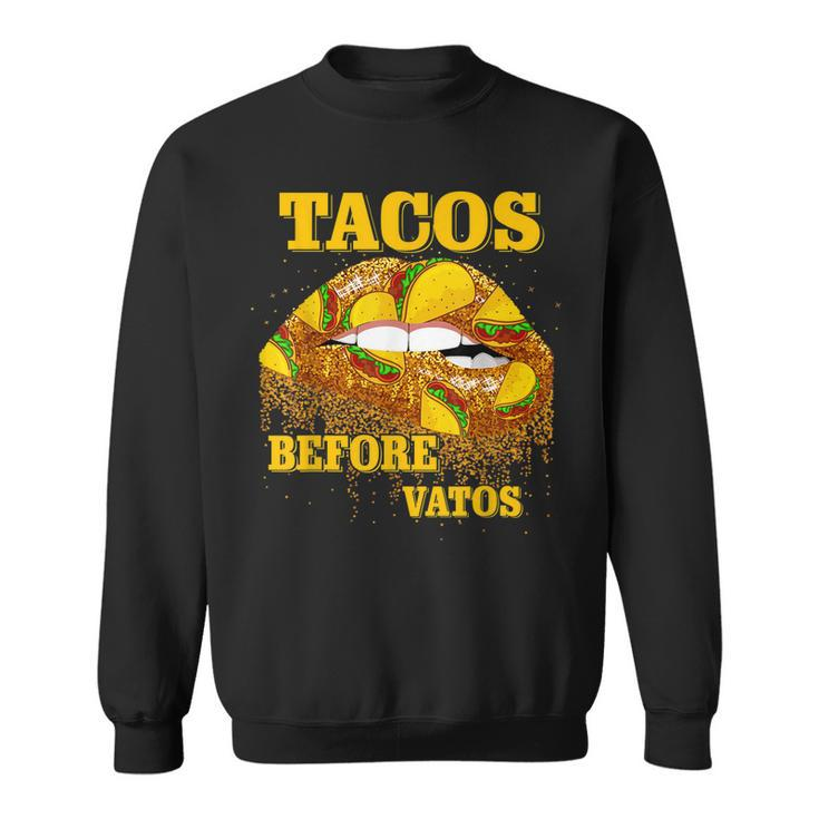 Tacos Before Vatos Valentines Day Tacos Lips Couple Matching  Sweatshirt