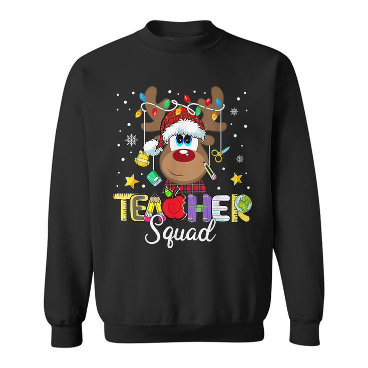 Teacher Squad Reindeer Funny Teacher Christmas Xmas Matching  V4 Men Women Sweatshirt Graphic Print Unisex