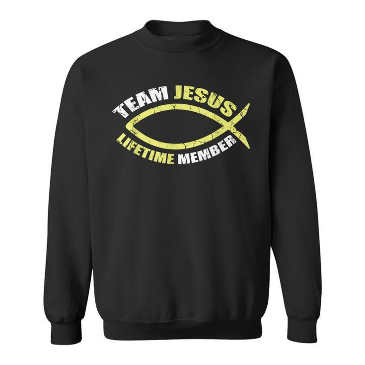 Team Jesus Lifetime Club Member Christian And Believer  Men Women Sweatshirt Graphic Print Unisex