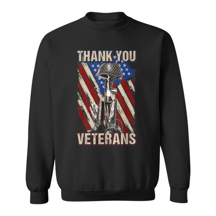 Thank You Veterans  Proud Veteran Day Dad Grandpa  V9 Sweatshirt