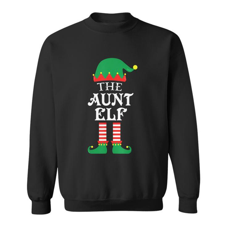 The Aunt Elf Matching Family Group Christmas Pajama Sweatshirt