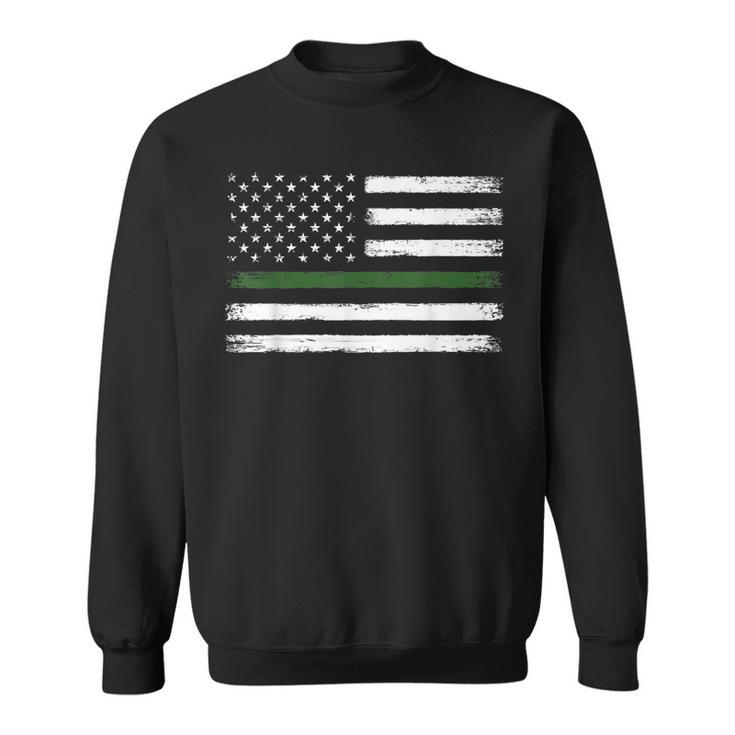 Thin Green Line Flag Military Family Vintage Patriotic  Sweatshirt