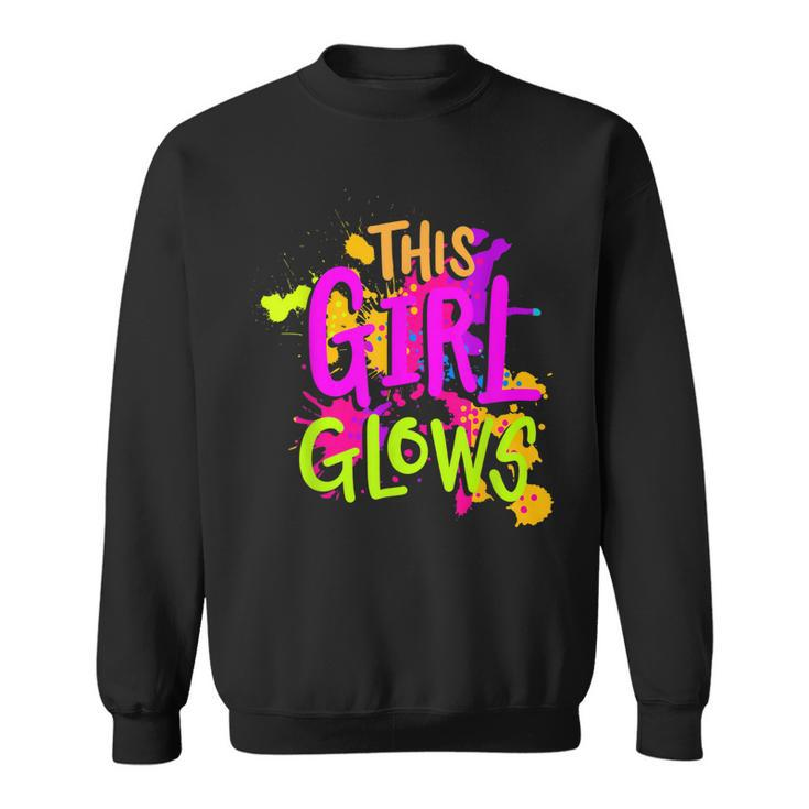 This Girl Glows Costume 80S Glow Halloween Party Outfit  Sweatshirt