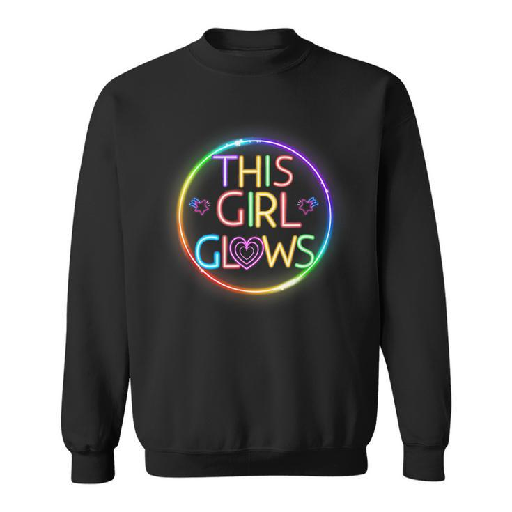 This Girl Glows Retro 80S Party Cute  Sweatshirt