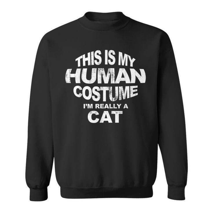 This Is My Human Costume Christmas Cat Pajama Men Women Sweatshirt Graphic Print Unisex